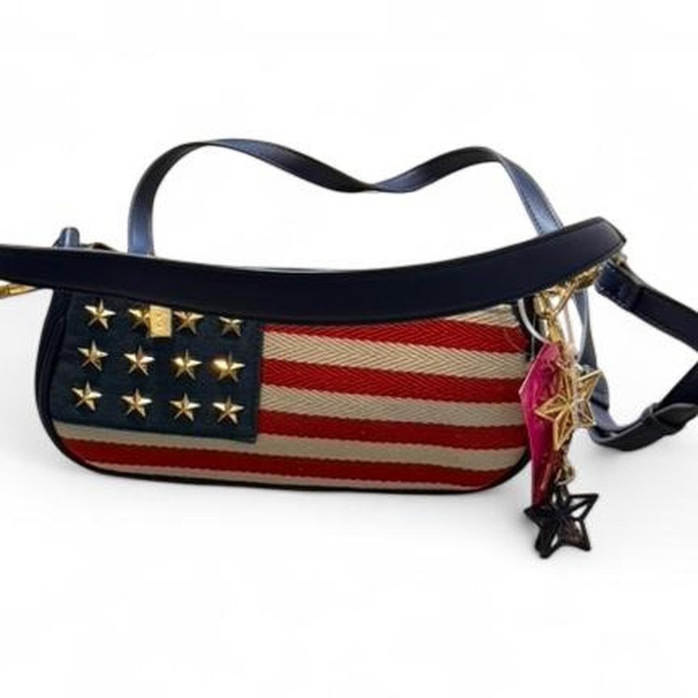 Betsey Johnson Patriotic American Flag Star Studded Shoulder/Crossbody Bag